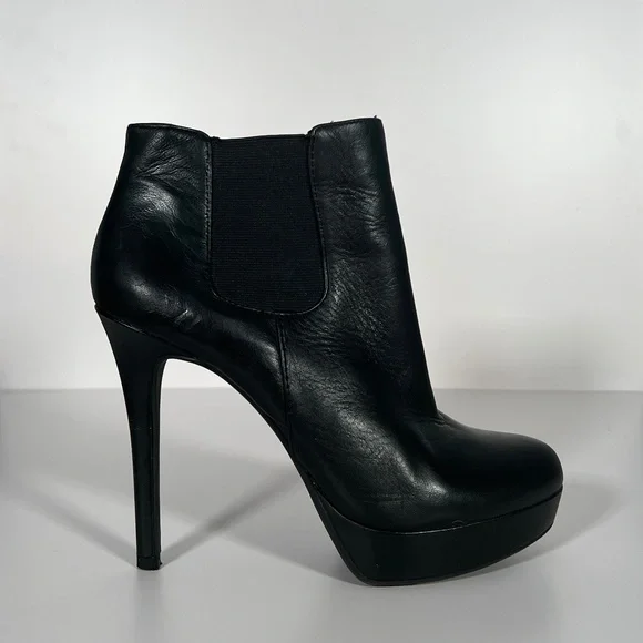 Leather Platform Stiletto Booties - Picture 2 of 14